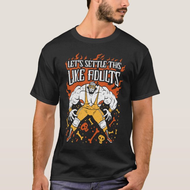 Camiseta Lets Settle This Like Adults Funny Wrestling  1 (Anverso)