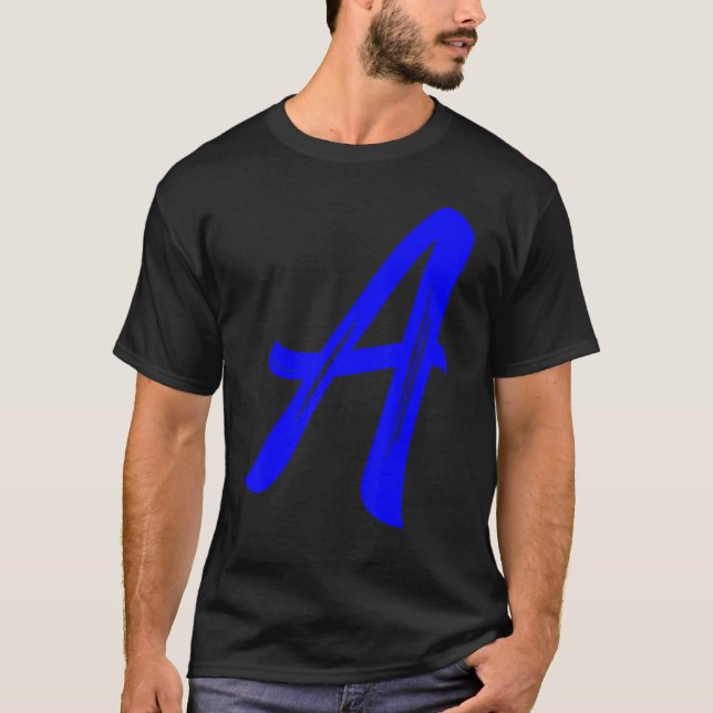 Camiseta Letter A Alphabet Large Blue Graphic Initial (Anverso)