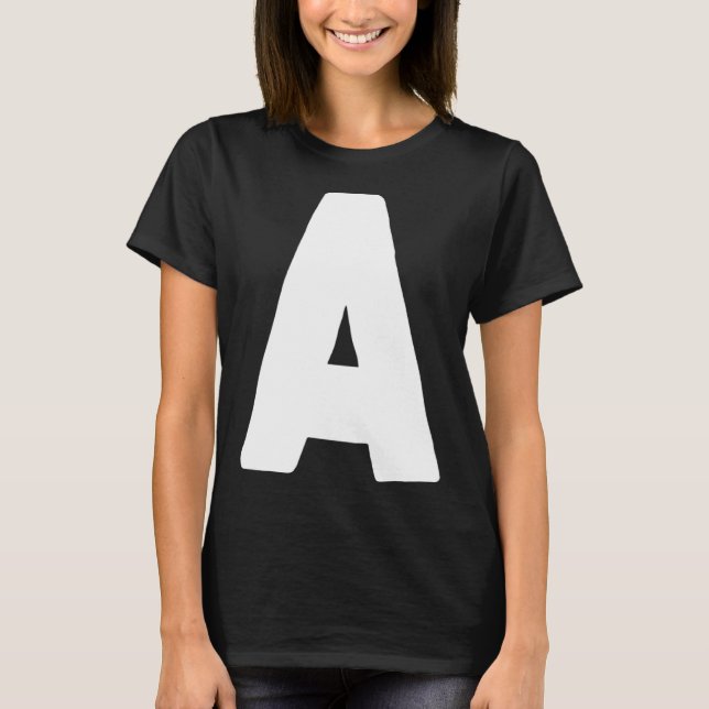Camiseta Letter A big and bold white (Anverso)