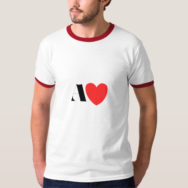 Camiseta Letter A Heart - Valentine Initial Love Design (Anverso)