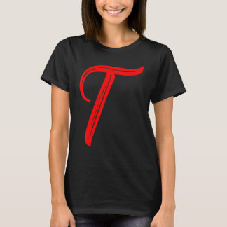 Camiseta Letter Alphabet Large Red Graphic Initial