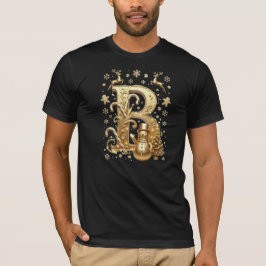 Camiseta Letter B: Royal Gold Luxury Christmas