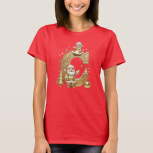 Camiseta Letter C: Royal Gold Luxury Christmas T-Shirt
