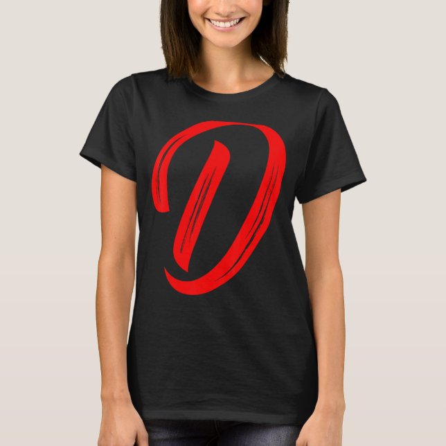 Camiseta Letter D Alphabet Large Red Graphic Initial (Anverso)