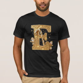 Camiseta Letter E: Royal Gold Luxury T-Shirt