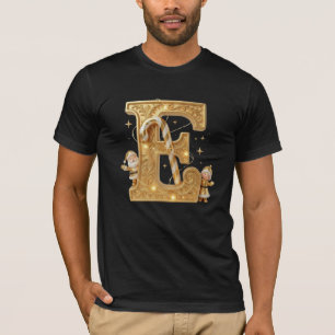 Camiseta Letter E: Royal Gold Luxury T-Shirt
