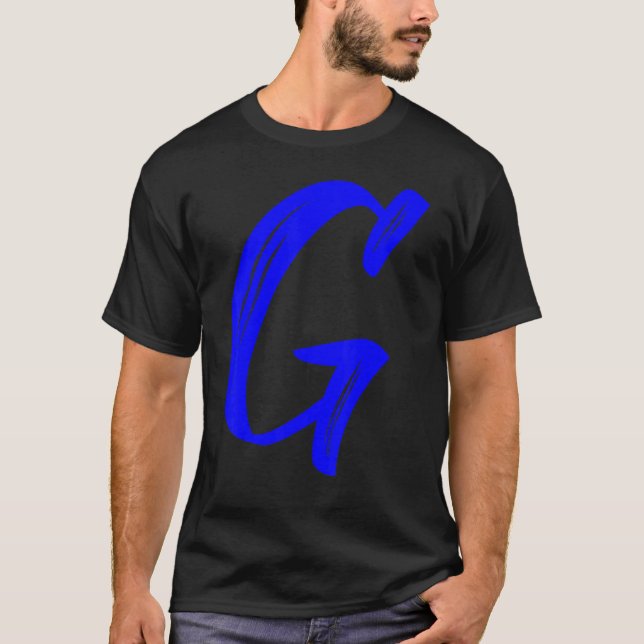 Camiseta Letter G Alphabet Large Blue Graphic Initial (Anverso)