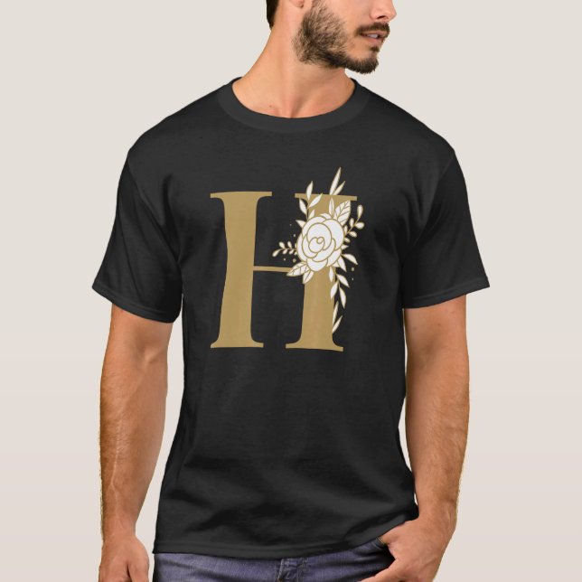 Camiseta Letter H Alphabet Letters Floral (Anverso)