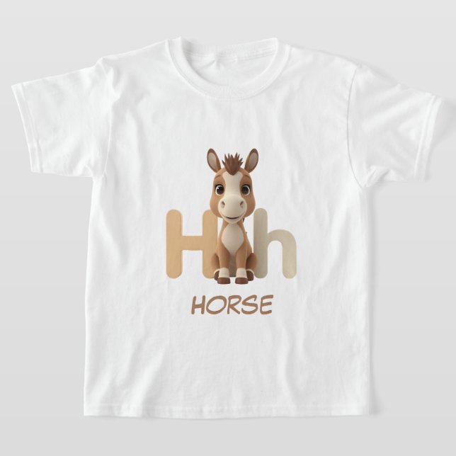 Camiseta Letter H Horse Educational Kids T-Shirt | Uppercas (Distribución)
