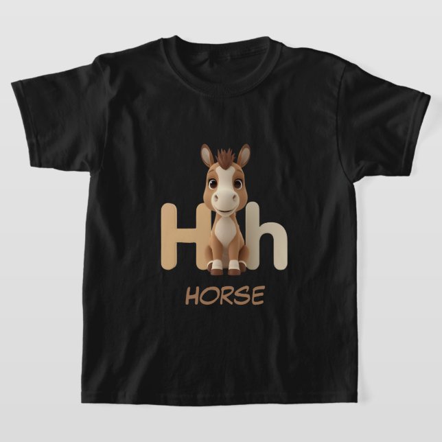 Camiseta Letter H Horse Educational Kids T-Shirt | Uppercas (Distribución)