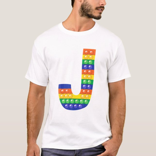 Camiseta Letter J Capital Alphabet Fidget Pop It Funny Matc (Anverso)