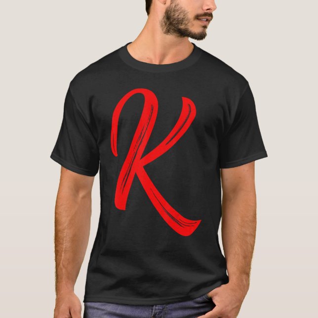 Camiseta Letter K Alphabet Large Red Graphic Initial (Anverso)