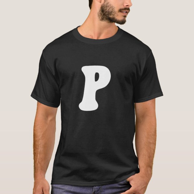 Camiseta Letter P Capital Alphabet Team Groups Costume Matc (Anverso)