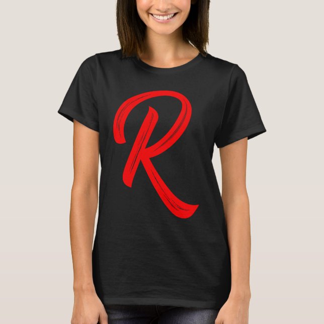 Camiseta Letter R Alphabet Large Red Graphic Initial (Anverso)