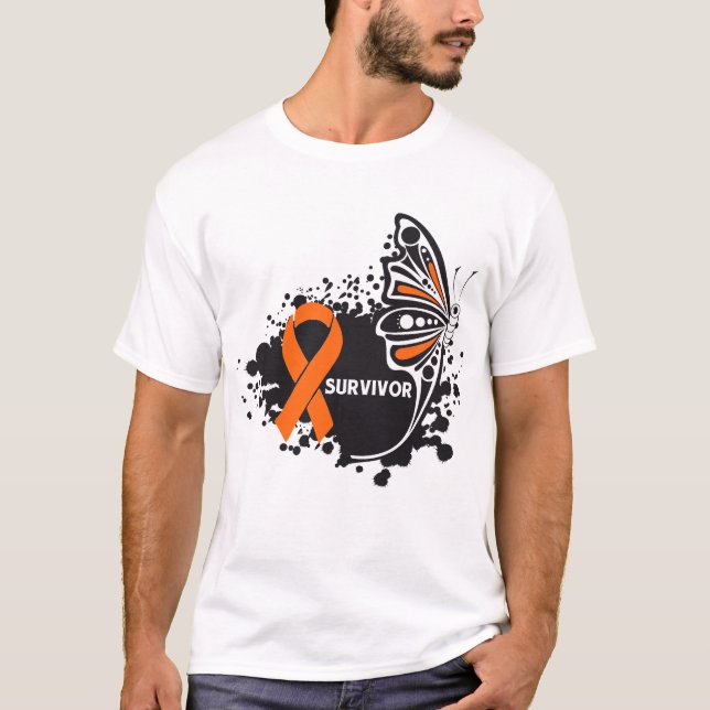 Camiseta Leucemia abstracta de la mariposa del (Anverso)