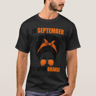 Camiseta Leucemia Afro Messy Bun Usamos Naranja En Septiemb