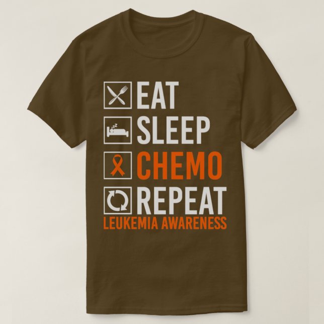 Camiseta Leucemia Cáncer Conciencia Comer Sleep Chemo Repet (Diseño del anverso)