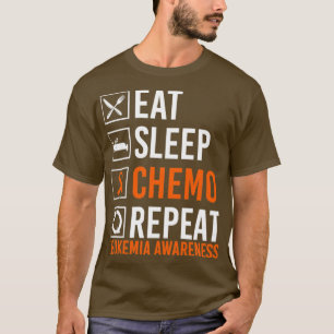 Camiseta Leucemia Cáncer Conciencia Comer Sleep Chemo Repet