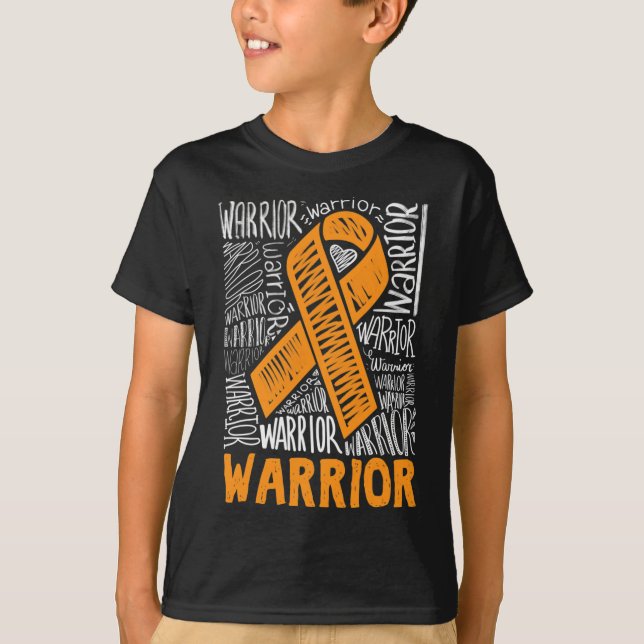 Camiseta Leucemia Cáncer de Sangre Guerrero Naranja Ribbon  (Anverso)