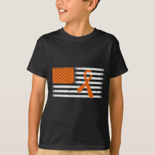 Camiseta Leucemia De Bandera Americana Y Cinta De Esclerosi