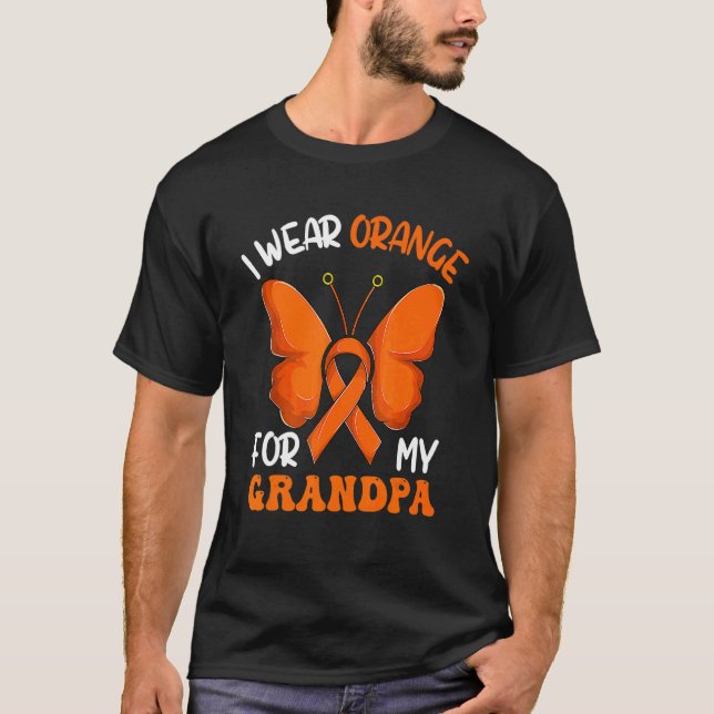 Camiseta Leucemia De Mariposa De Cinta Que Uso Naranja Para (Anverso)