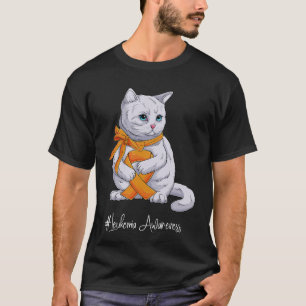 Camiseta Leucemia Mes de Conciencia Naranja Ribbon Cat