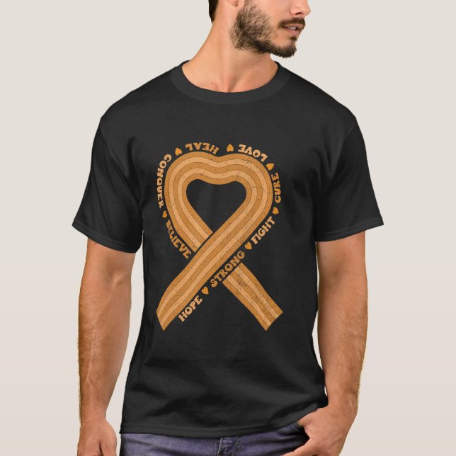 Camiseta Leucemia Sensibilización Naranja Cinta Cáncer de S (Anverso)