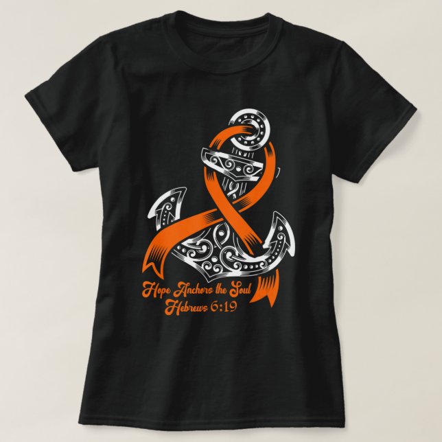 Camiseta Leukemia Awareness  Hope Anchors The Soul Hebrews  (Diseño del anverso)