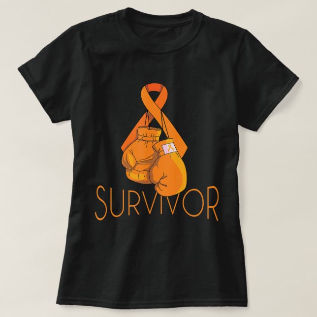 Camiseta Leukemia Awareness Survivor Orange Ribbon Boxing G (Diseño del anverso)