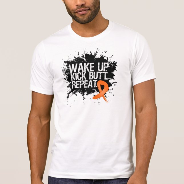 Camiseta Leukemia Despierta Patosa Butt Repetir (Anverso)