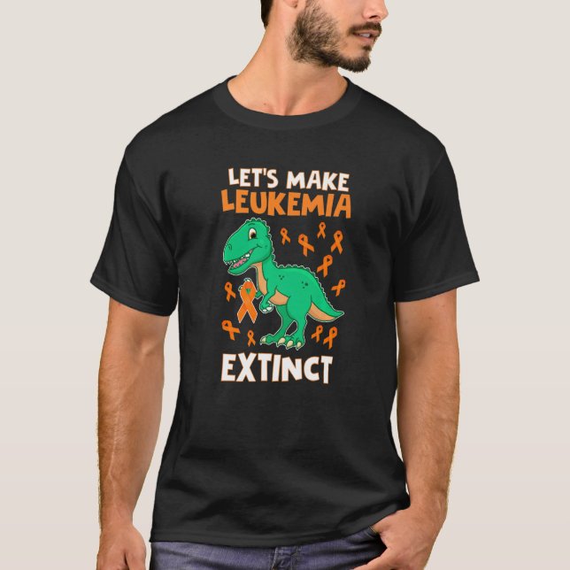 Camiseta Leukemia Dinosaur Orange Ribbon Hematologist Repti (Anverso)