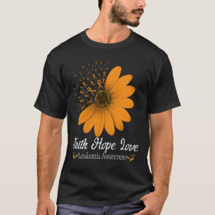 Camiseta Leukemia Faith Hope Love Naranja Ribbon Cance sang
