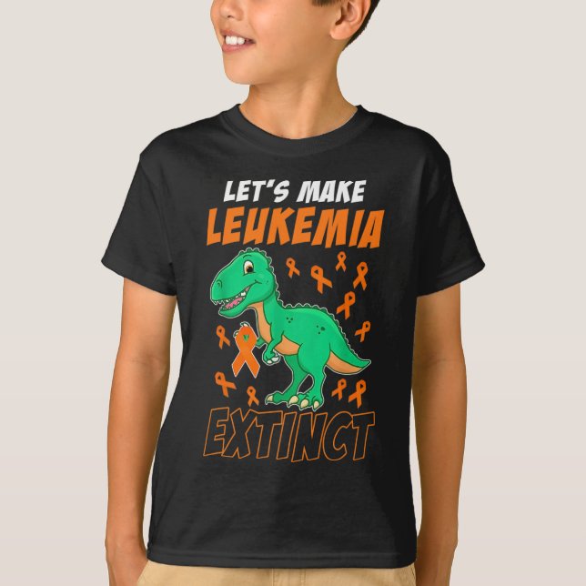 Camiseta Leukemia Naranja de dinosaurios Ribbon Hematólogo  (Anverso)