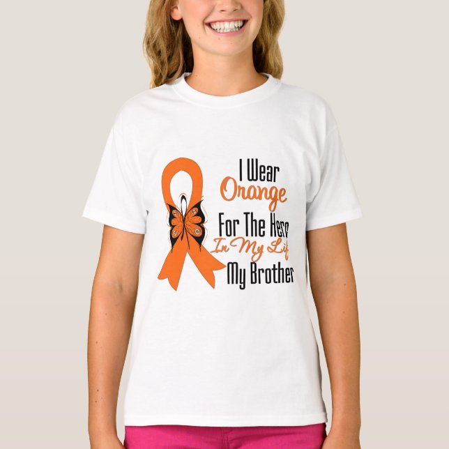 Camiseta Leukemia Naranja Ribbon Hero My Brother (Anverso)