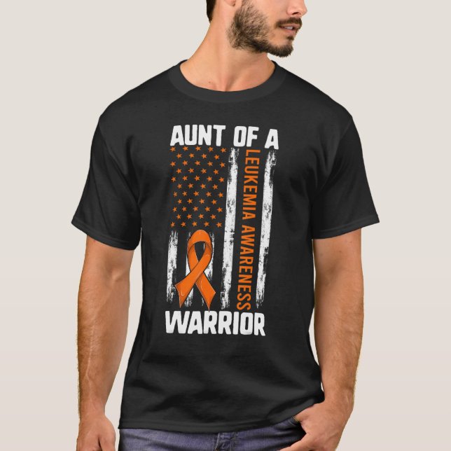 Camiseta Leukemia Niece Sobrino Tía De Un Guerrero Bandera  (Anverso)