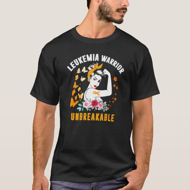 Camiseta Leukemia Warrior Unbreakable  Awareness   1 (Anverso)