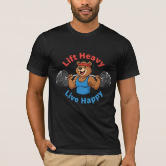 Camiseta Levanta Pesado Vive Feliz - Motivación Fuerte del