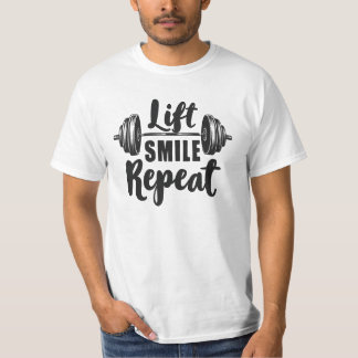 Camiseta Levanta Sonríe Repite Motivación de Gimnasio Levan