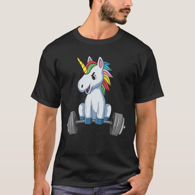Camiseta Levantamiento de gimnasio Unicornio Levantamiento  (Anverso)