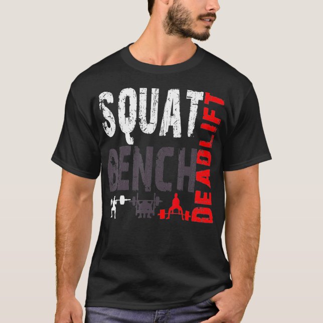 Camiseta Levantamiento de pesas en el banco central de elev (Anverso)