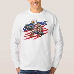 Camiseta levantamiento de pesas patriótico águila calva EEU