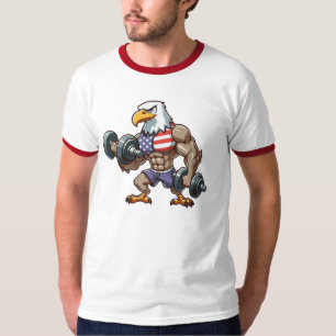 Camiseta levantamiento de pesas patriótico águila calva EEU