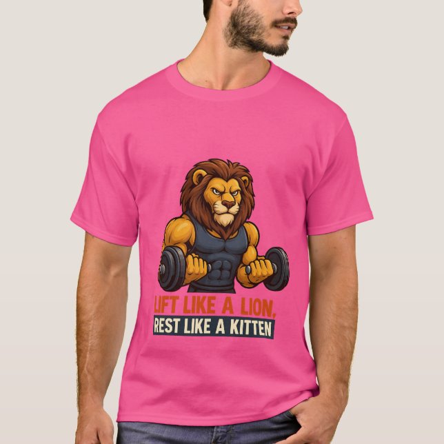 CAMISETA "LEVANTAR COMO UN LEÓN, DESCANSAR COMO UN KITTEN (Anverso)