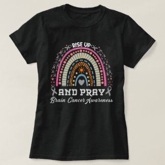 Camiseta Levantarse y rezar la conciencia sobre el cáncer c