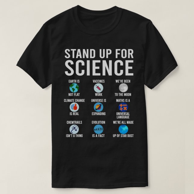 Camiseta Levántate Para La Ciencia La Tierra No Es Vacunas  (Diseño del anverso)