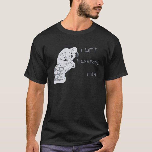 Camiseta Levanto, por lo tanto, soy un gimnasio griego de f (Anverso)