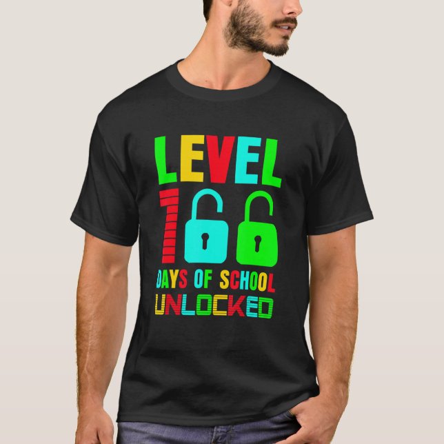 Camiseta Level 100 Day Of School Unlocked Gaming Gamer Cute (Anverso)