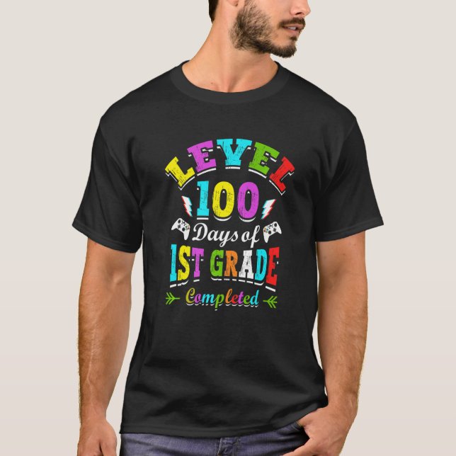 Camiseta Level 100 Days Of 1st Grade Primary School Game Co (Anverso)