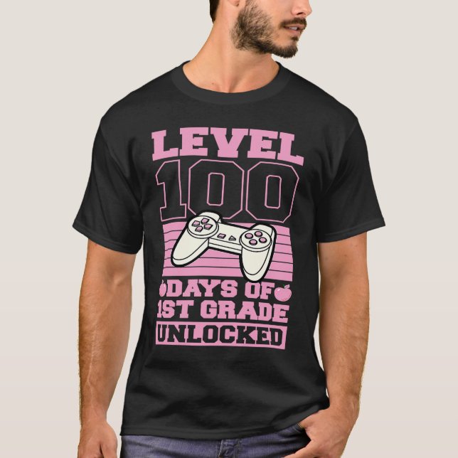 Camiseta Level 100 Days of 1st Grade Unlocked Video Games G (Anverso)
