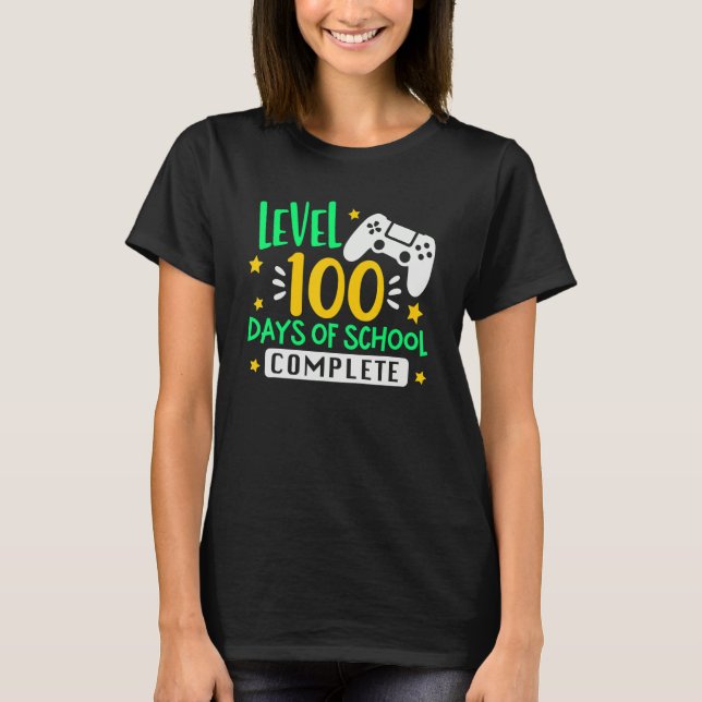 Camiseta Level 100 Days Of School Complete Video Games Boys (Anverso)